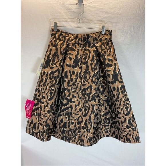 NEW‎ Eliza J Leopard jacquard Pleated full Skirt Size 10 formal festive party - Picture 2 of 13